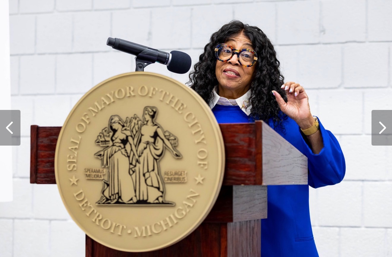 Dina Harris speaks at Detroit down payment assistance program announcement